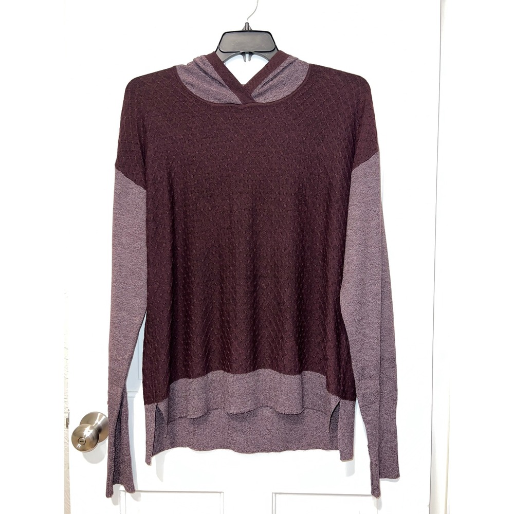Smartwool Womens XL Wool Blend Knit Hoodie Sweater Plum Mauve SW016490